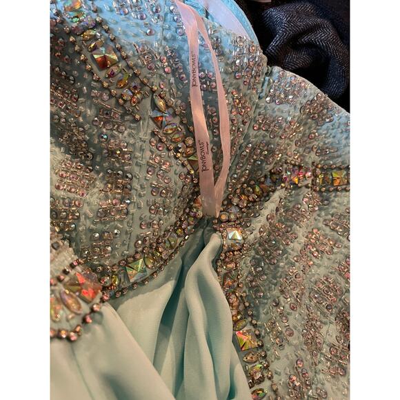 Tony Bowls Formal Gown Evening Dress Mint Teal Strapless Sweetheart Jewel 2 - Picture 9 of 11